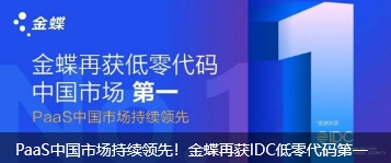 PaaS中国市场持续领先！金蝶再获IDC低零代码第一